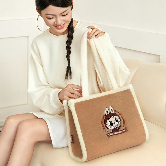 Labubu Classic Embroidered Tote Bag – Soft Compact Daily Carry with Dual Handles