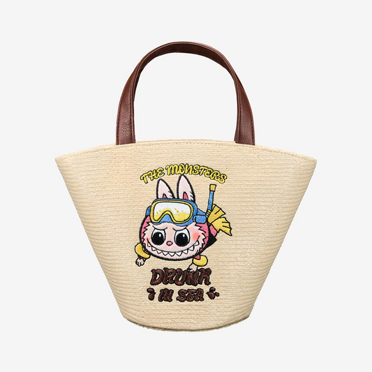 Labubu Monster SeasideLabubu Monster Seaside Series Canvas Tote Bag – Compact Character Display Pouch Series Canvas Tote Bag